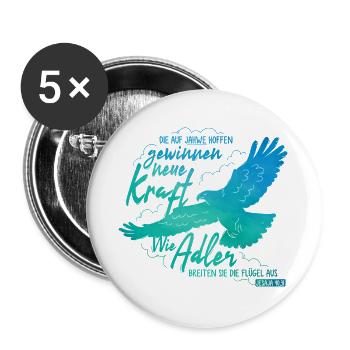 Isaiah 40:31 - Like Eagle Lettering - Buttons large 2.2''/56 mm (5-pack) - white - Front