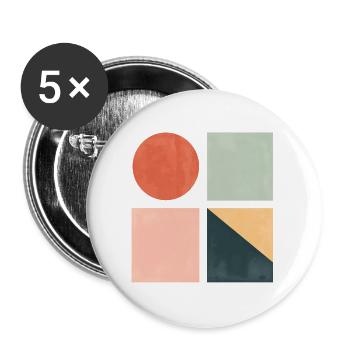 Minimalistische geometrische Formen — Moderne abstrakte Kunst - Buttons groß 56 mm (5er Pack) - Weiß - Vorne