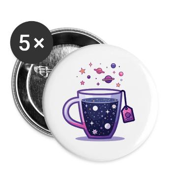 Universe Tea Galaxy in Tea Cup - Buttons large 2.2''/56 mm (5-pack) - white - Front