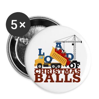 Christbaum Kugeln Weihnachten LKW Baustelle Kinder - Buttons groß 56 mm (5er Pack) - Weiß - Vorne
