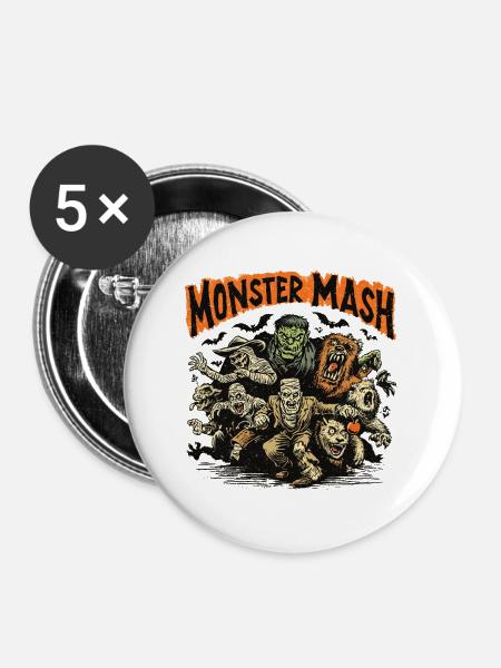 Monster Mash - Buttons groß 56 mm (5er Pack) - Weiß