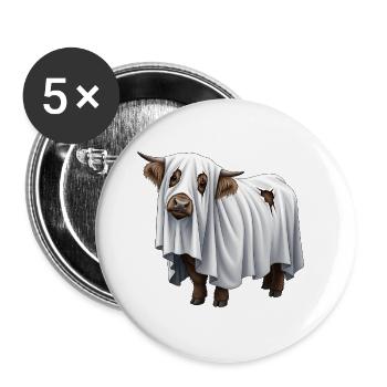 Vache fantôme de dessin animé - Lot de 5 grands badges (56 mm) - blanc - Devant