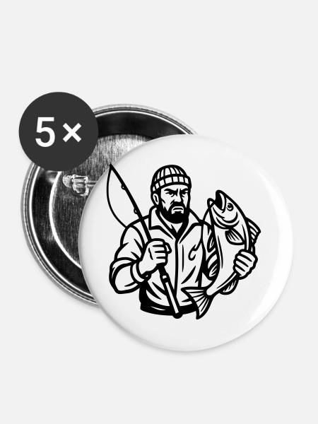 Angler - Buttons groß 56 mm (5er Pack) - Weiß