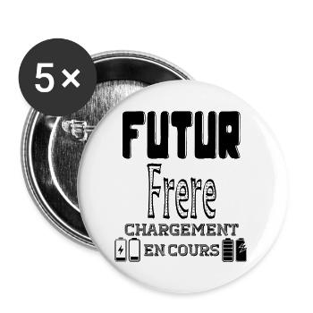 Future Brother wird geladen in Bearbeitung - Buttons groß 56 mm (5er Pack) - Weiß - Vorne