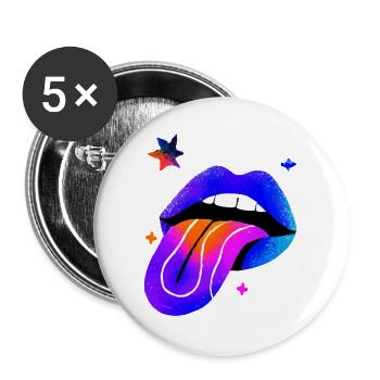 Neon Rainbow Lip Art - Buttons large 2.2''/56 mm (5-pack) - white - Front