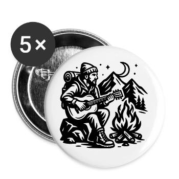 Feu de camp - Lot de 5 grands badges (56 mm) - blanc - Devant