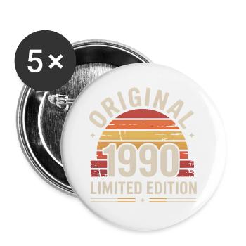 Retro Sunset 1990 Limitierte Auflage - Buttons groß 56 mm (5er Pack) - Weiß - Vorne