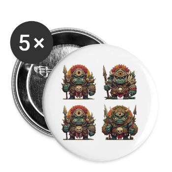 Stammesschädel Kriegerschar Oger - Buttons groß 56 mm (5er Pack) - Weiß - Vorne