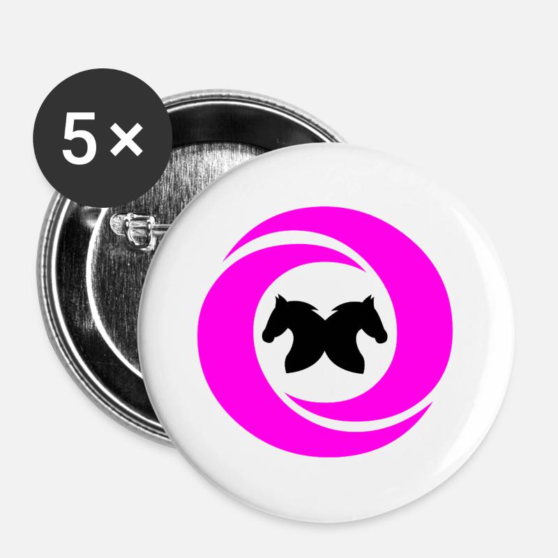 Pferde - Buttons groß 56 mm (5er Pack) - Weiß