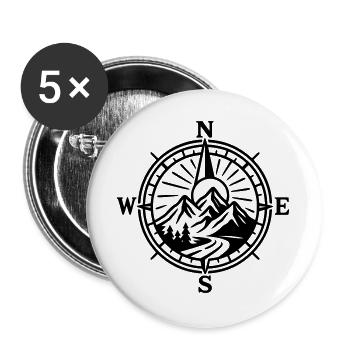 Mountain Compass - Buttons large 2.2''/56 mm (5-pack) - white - Front