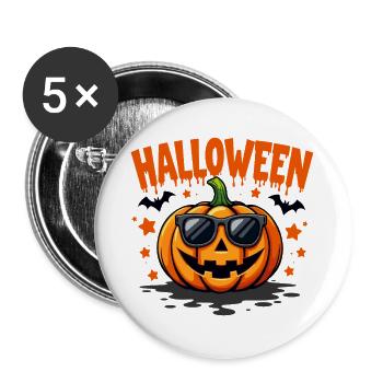 Halloween pumpkin with sunglasses - Buttons large 2.2''/56 mm (5-pack) - white - Front