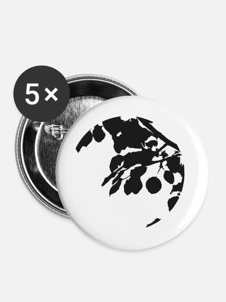 Eukalyptus Kreisförmige Silhouette - Buttons groß 56 mm (5er Pack) - Weiß