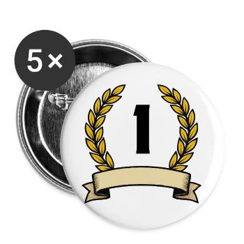 Golden laurel wreath with ribbon 1 - Buttons large 2.2''/56 mm (5-pack) - white - Front