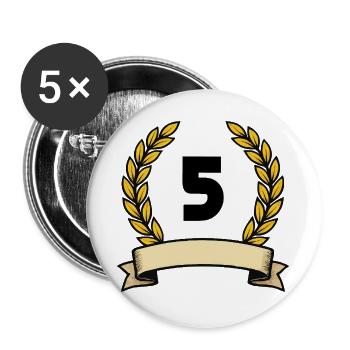Couronne de laurier dorée numéro 5 - Lot de 5 grands badges (56 mm) - blanc - Devant