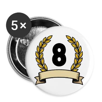 Golden laurel wreath number 8 - Buttons large 2.2''/56 mm (5-pack) - white - Front