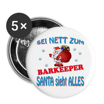SANTA BARKEEPER - Buttons groß 56 mm (5er Pack) - Weiß - Vorne