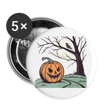 Citrouille Halloween - Lot de 5 grands badges (56 mm) - blanc - Devant