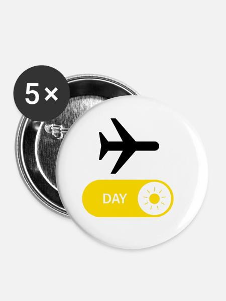 Weltreisen - AUF - Buttons groß 56 mm (5er Pack) - Weiß