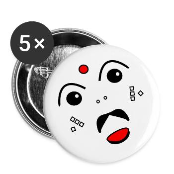 Face stylized - Buttons large 2.2''/56 mm (5-pack) - white - Front
