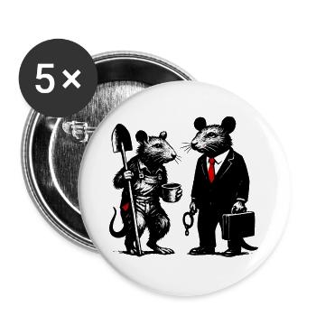 Rat ouvrier et rat de bureau - Lot de 5 grands badges (56 mm) - blanc - Devant