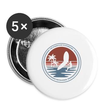 Ozean Wingfoil Motiv - Buttons groß 56 mm (5er Pack) - Weiß - Vorne