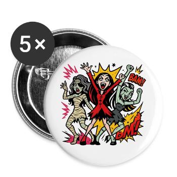 Bande dessinée Horreur Monster Dance - Lot de 5 grands badges (56 mm) - blanc - Devant