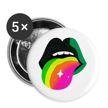 Langue arc-en-ciel Pop Art Lèvres - Lot de 5 grands badges (56 mm) - blanc - Devant