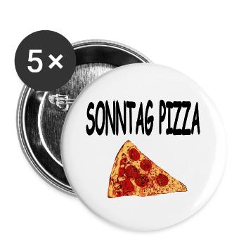 Pizza - Lot de 5 grands badges (56 mm) - blanc - Devant