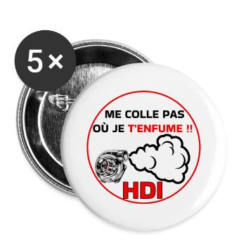 Me colle pas hdi - Lot de 5 grands badges (56 mm) - blanc - Devant