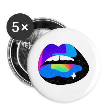 Kosmische Regenbogenlippen - Buttons groß 56 mm (5er Pack) - Weiß - Vorne