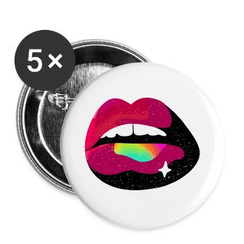 Baiser des lèvres arc-en-ciel cosmique - Lot de 5 grands badges (56 mm) - blanc - Devant