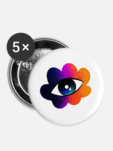 Auge in der Regenbogenwolke - Buttons groß 56 mm (5er Pack) - Weiß