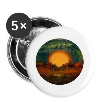 Sonnenkreis am Wasser - Buttons groß 56 mm (5er Pack) - Weiß - Vorne