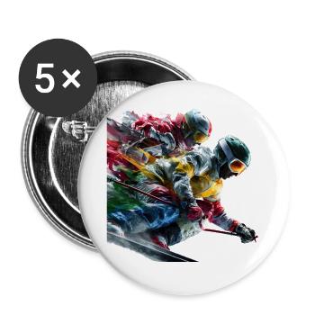 Colorful skiers on the slopes - Buttons large 2.2''/56 mm (5-pack) - white - Front
