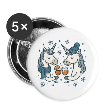 Winterzauber Einhorn-Toast - Buttons groß 56 mm (5er Pack) - Weiß - Vorne