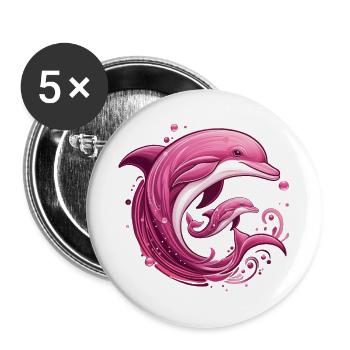Dolphins - Buttons large 2.2''/56 mm (5-pack) - white - Front