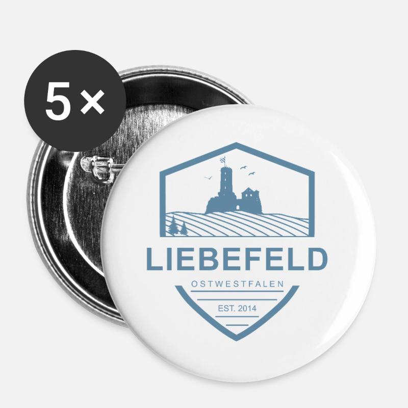 Liebefeld ❤ Castle Coat of Arms - Buttons large 2.2''/56 mm (5-pack) - white