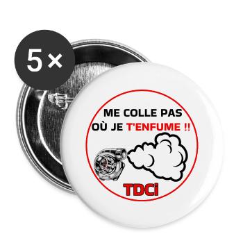 Me colle pas j'enfume  - Lot de 5 grands badges (56 mm) - blanc - Devant