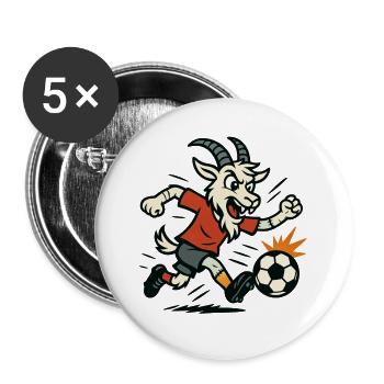 Billy Goat jouant au football - Lot de 5 grands badges (56 mm) - blanc - Devant