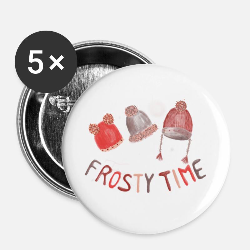 Frosty time - cozy winter vibes - Buttons large 2.2''/56 mm (5-pack) - white
