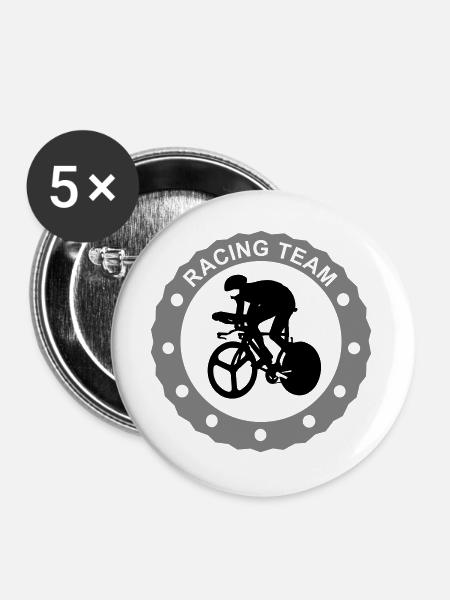 Racing team - Buttons groß 56 mm (5er Pack) - Weiß
