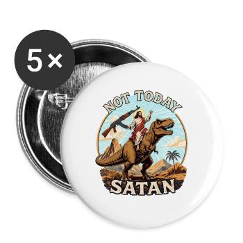 Not Today, Satan - Funny Jesus T-Shirt - Buttons large 2.2''/56 mm (5-pack) - white - Front