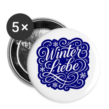 Winter Liebe Herz Winterlich - Buttons groß 56 mm (5er Pack) - Weiß - Vorne