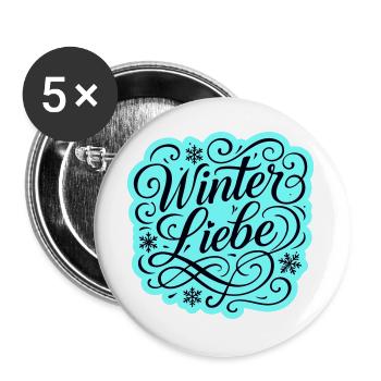 Winter Liebe Herz Winterlich - Buttons groß 56 mm (5er Pack) - Weiß - Vorne