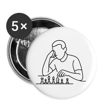 Chess Player Sketch – Minimalist Thinking Motif - Buttons large 2.2''/56 mm (5-pack) - white - Front