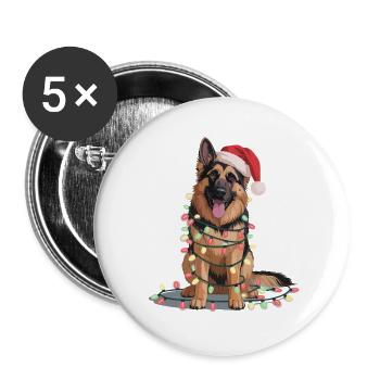 Sled dog in the glow of lights - Buttons large 2.2''/56 mm (5-pack) - white - Front