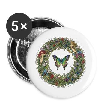 Flower Circle Butterfly Dream Image - Buttons large 2.2''/56 mm (5-pack) - white - Front