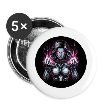 Cybernetic Energy Heroine - Buttons large 2.2''/56 mm (5-pack) - white - Front