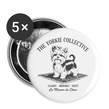 Yorkie Collective Logo Druck - Buttons groß 56 mm (5er Pack) - Weiß - Vorne