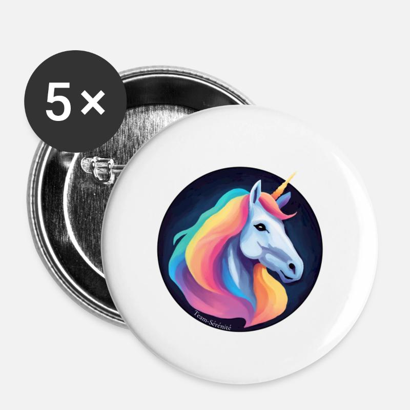 Rainbow Unicorn - Buttons large 2.2''/56 mm (5-pack) - white